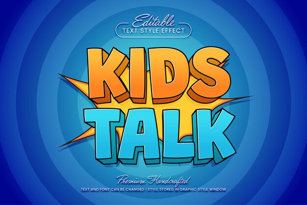 Vector kids talk editable vector text effect graphic style template