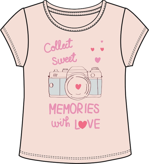 KIDS AND TEEN GIRLS WEAR GRAPHIC SLOGAN T SHIRTS VECTOR