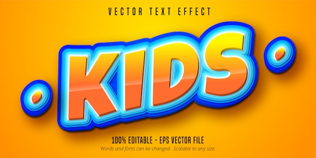 Kids text, cartoon style editable text effect