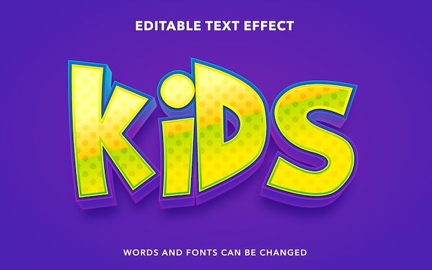 Kids text editable text effect style