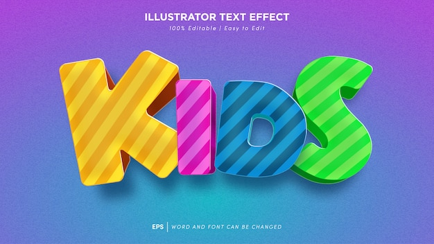 Vector kids text effect editable font