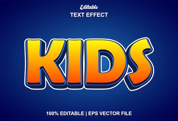 Kids text effect with orange color editable