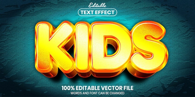 Kids text, font style editable text effect