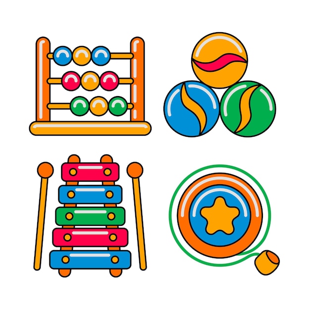 kids toy objects vector illustrations set