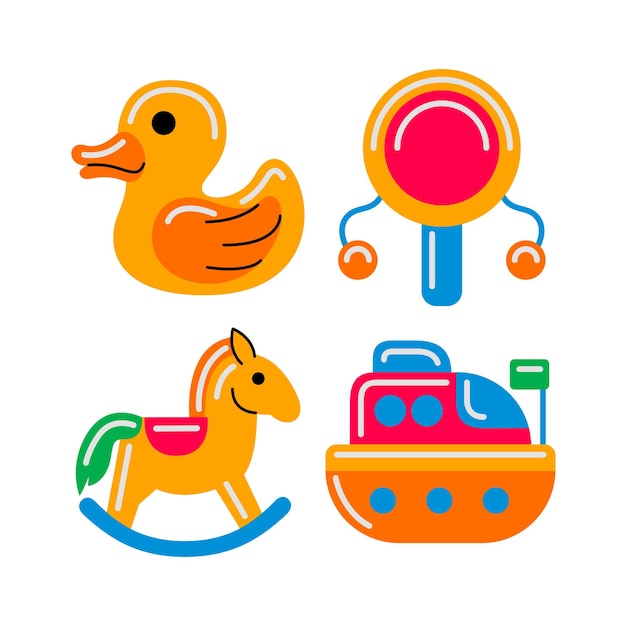 kids toy objects vector illustrations set