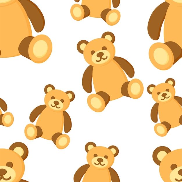 Kids toy vector seamless pattern Bear background Childrens colorful texture for wrapping wallpaper