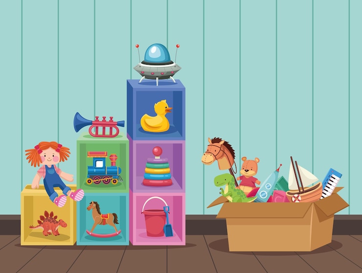 Vector kids toys scene