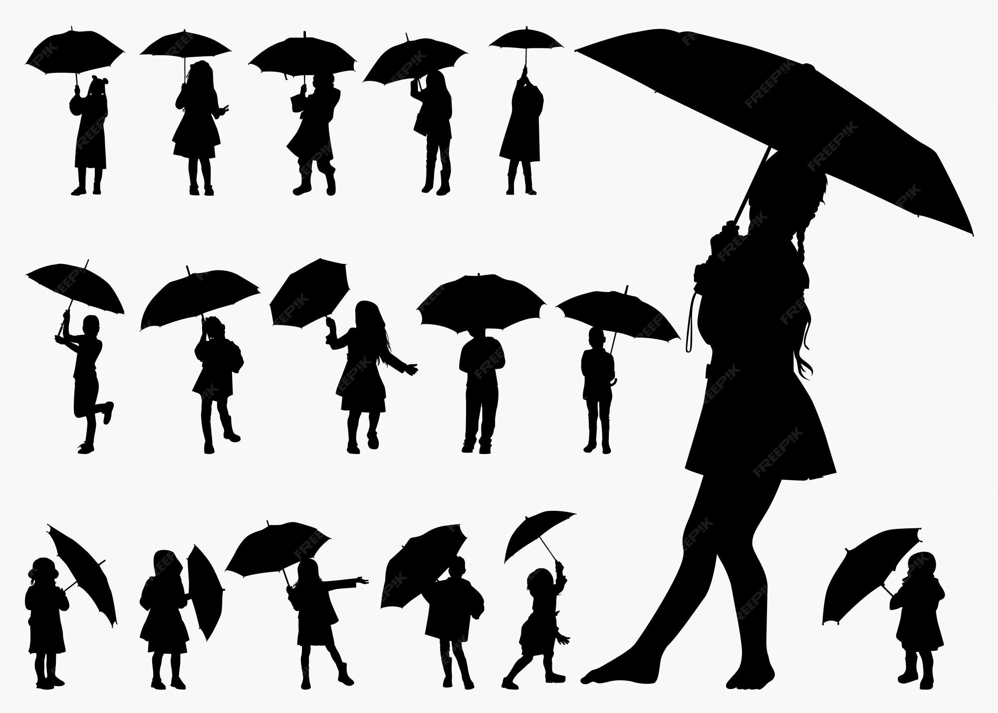 Umbrella silhouette kids