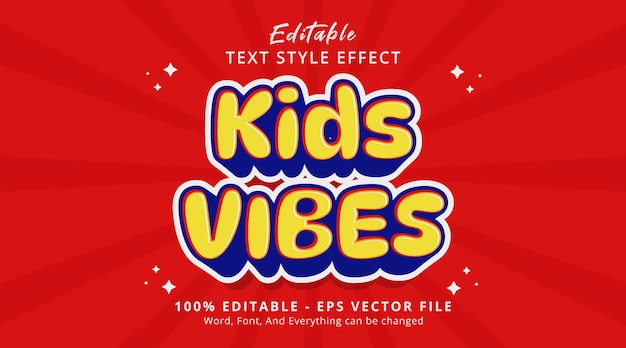 Kids vibes editable text effect in stile cartone animato 3d colorato