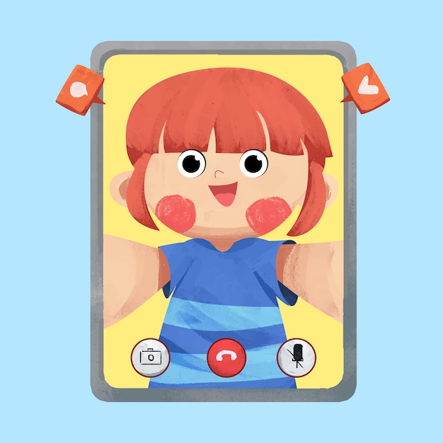 Kids video call concept illustration