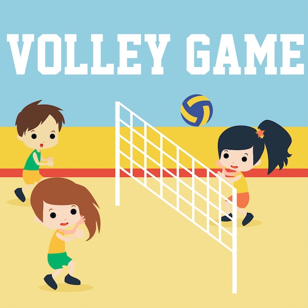 kids volleyball illustration