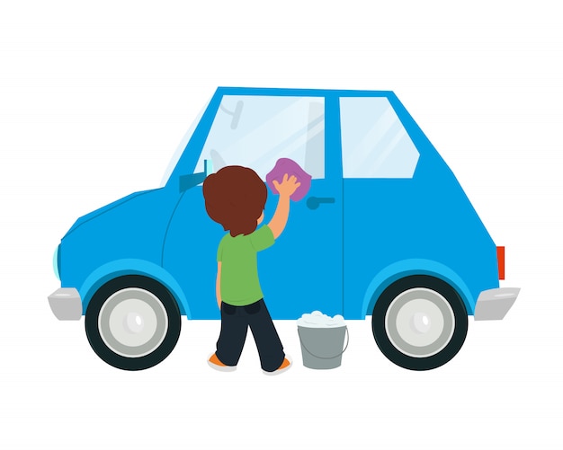 Kids washing car