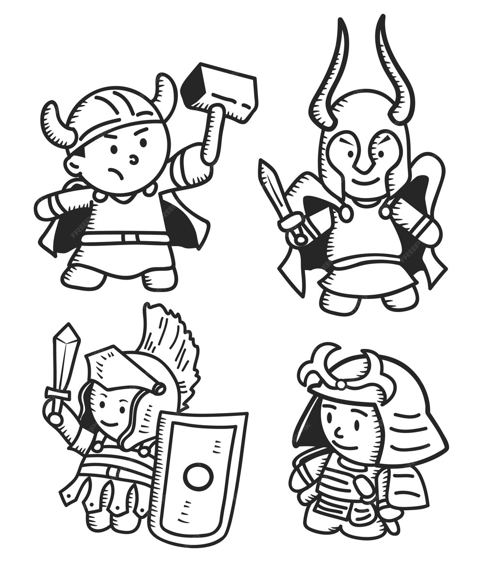 Premium Vector | Kids wearing warrior costume