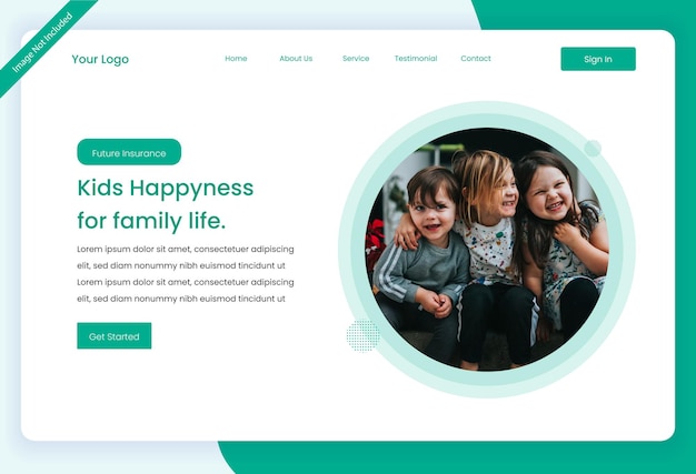 Kids website landing page UI design template