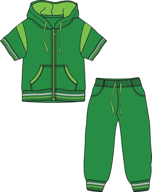 Kids winter wear hoodie and jogger set vector