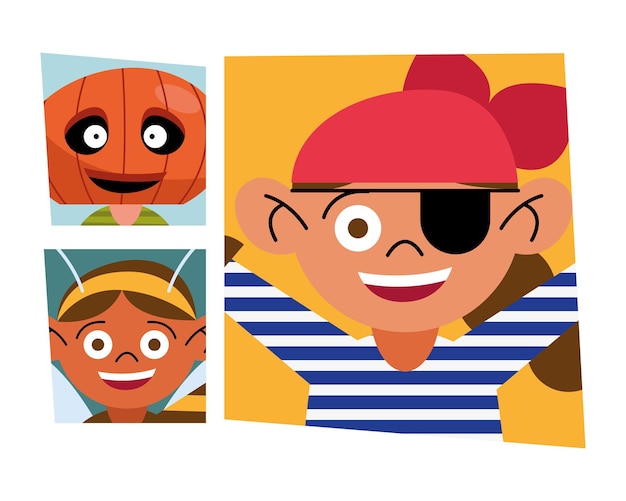 Vector kids with halloween cloth