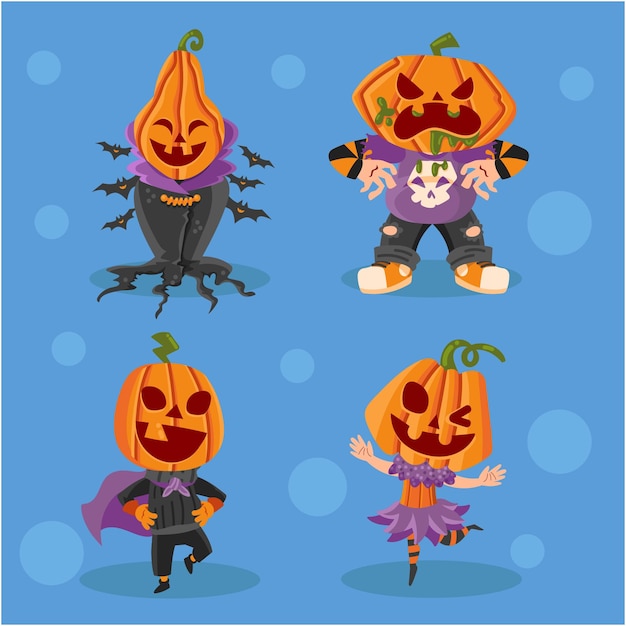 Kids with jack o lantern head costume