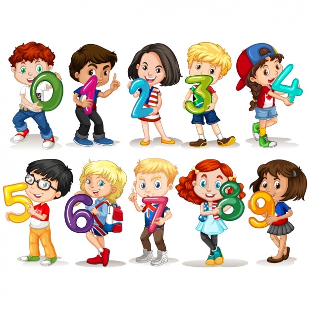 Kids with numbers design
