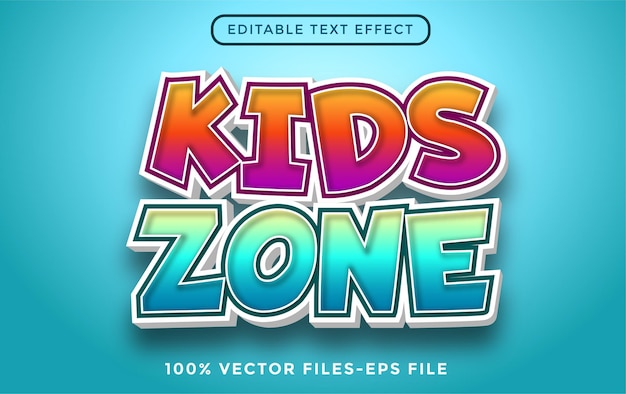 Kids zone bewerkbare teksteffect cartoon premium vectoren