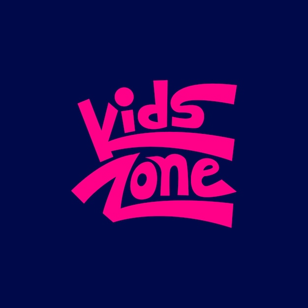 Kids zone cartoon logo Vector illustratie. kleurrijk leuk belettering kinderspellen logo-ontwerp.