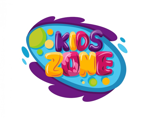 Vector kids zone. children playground game room or center emblem.