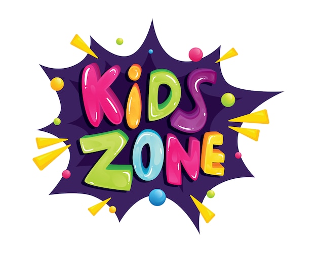 Vector kids zone colorful lettering