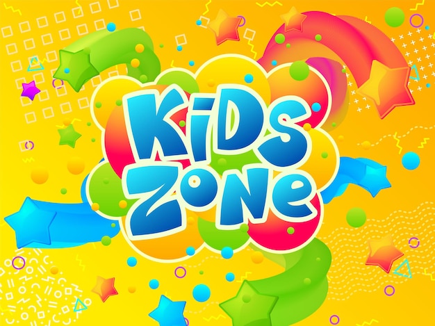 Vector kids zone. coloring play area banner, cartoon funny children room or playground poster. entertainment or toy shop vector background. childish education zone in shop, emblem place area illustration