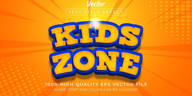 Kids Zone editable style text effect vector illustration