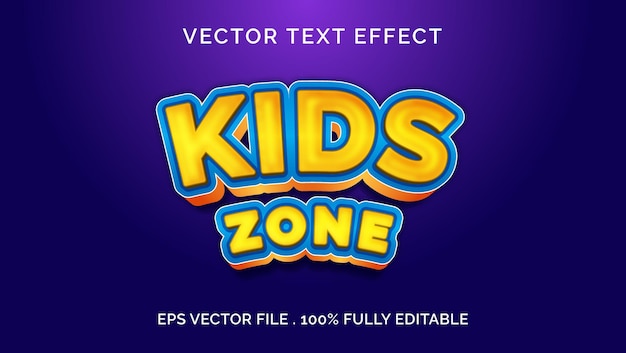 Vector kids zone editable text effect style