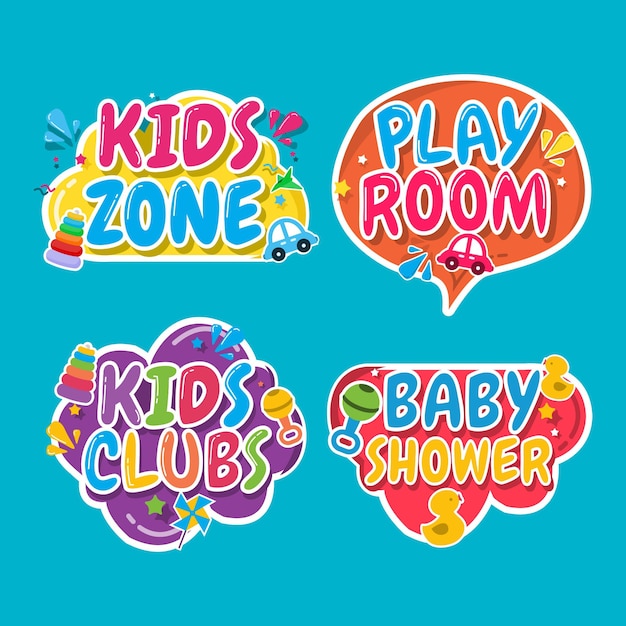 Vector kids zone, kids room design template.