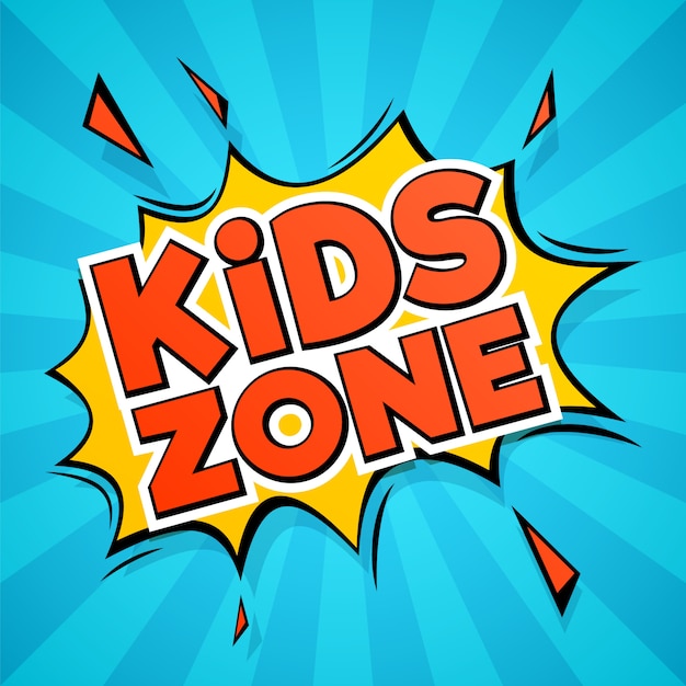 Kids zone lettering in comic style