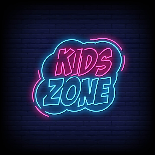 Kids zone neon signs style text