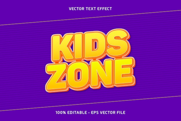 Kids zone vector text effect