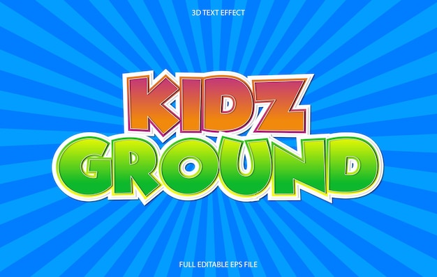 kidz ground 3D bewerkbare teksteffectsjabloon, teksteffectstijl