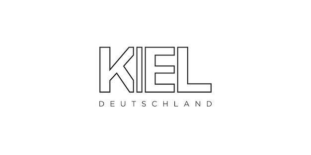 Kiel design moderno e creativo dell'illustrazione vettoriale con la città della germania come ag