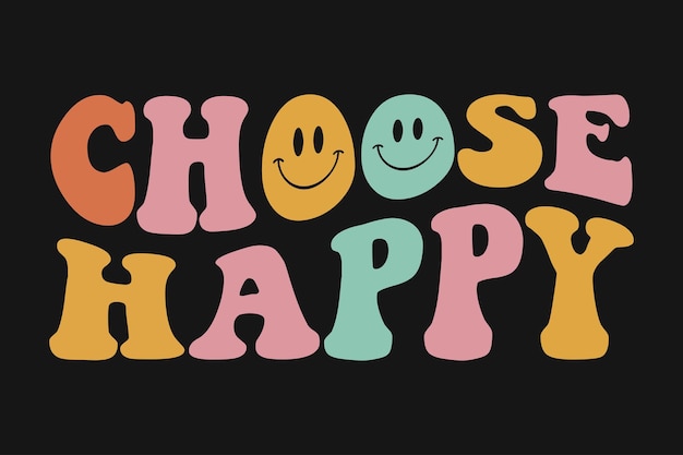 Kies Happy Smile Emoji Retro golvende typografie