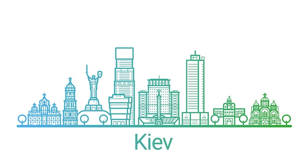 Kiev city colored gradient line