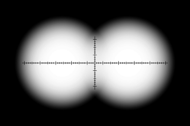Vector kijk in verrekijker frames voor militaire jacht of toeristische verrekijker twee cirkels met transparantie