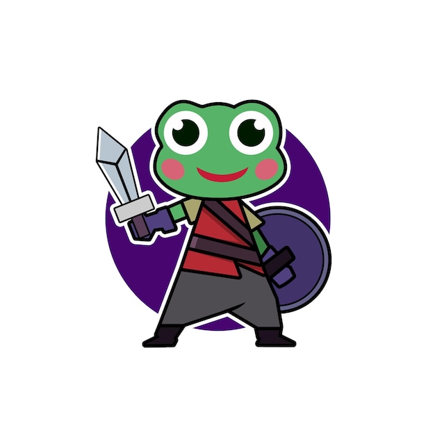 Kikker warrior mascotte ontwerp