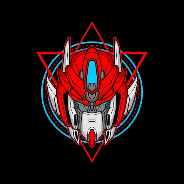 killer robot head with sacred geometry 11