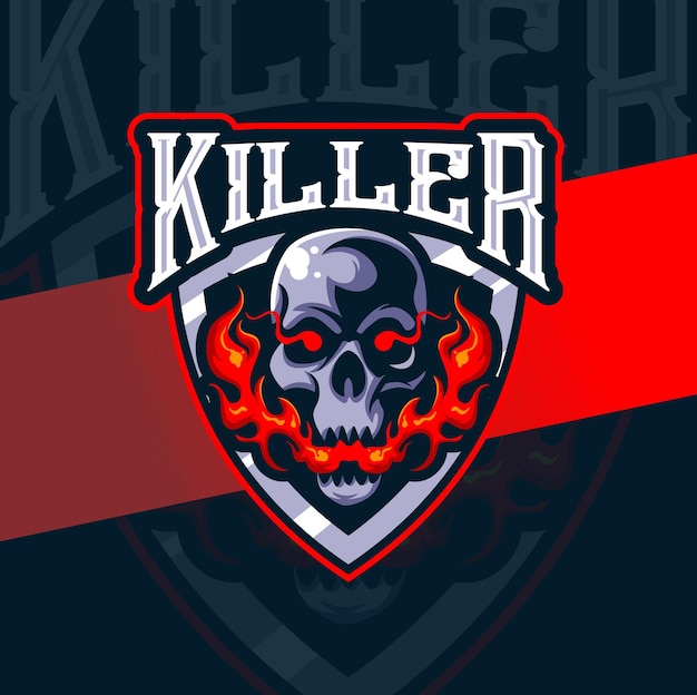 Killer skull head reaper mascot esport logo voor gaming en art tattoo art