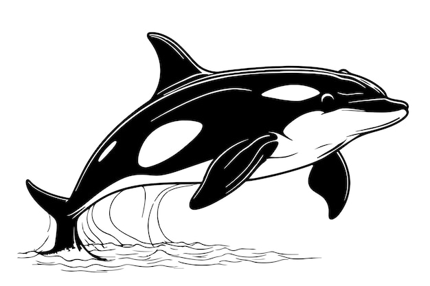 Vector killer whale sea animal isolated sketch grampus vector illustration orca or toothed whale marine