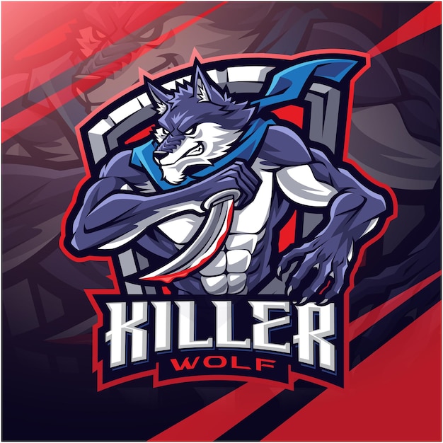 Vector killer wolf esport mascot logo design