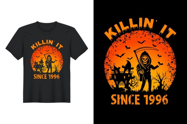 벡터 killin' it since 1996 할로윈 티셔츠 디자인