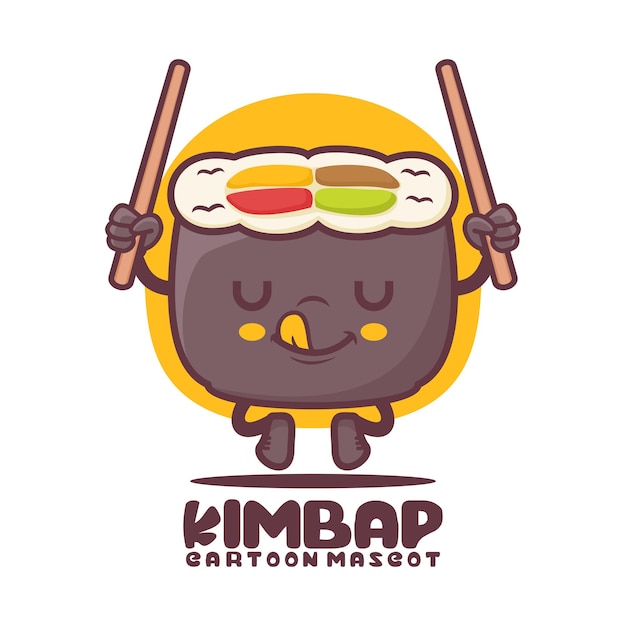 Illustrazione di vettore dell'alimento coreano della mascotte del fumetto di kimbap