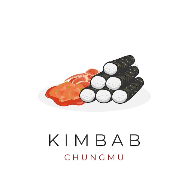 Логотип kimbap gimbab chungmu vector illustration