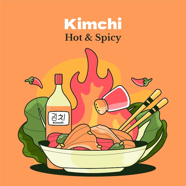 Vettore illustrazione di cibo kimchi