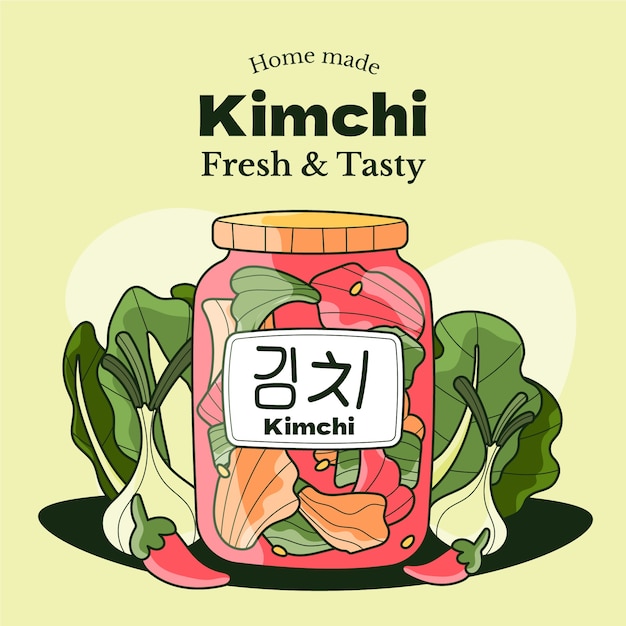 Vettore illustrazione di cibo kimchi