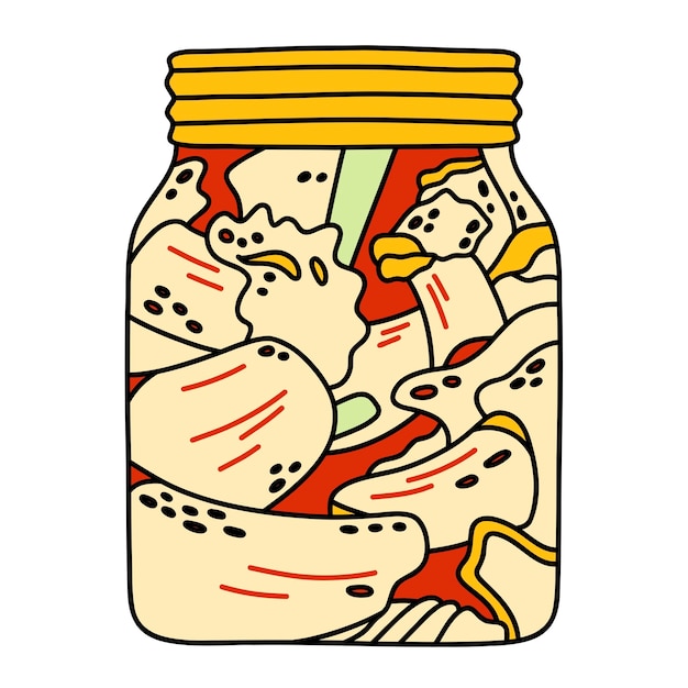 Kimchi in jar Korean cuisine Vector illustration