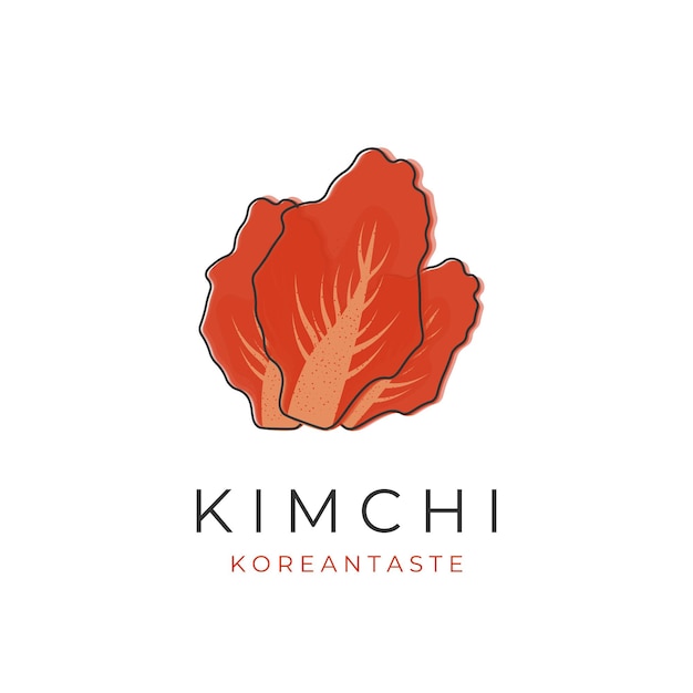 Vettore logo dell'illustrazione della linea di cibo coreano kimchi